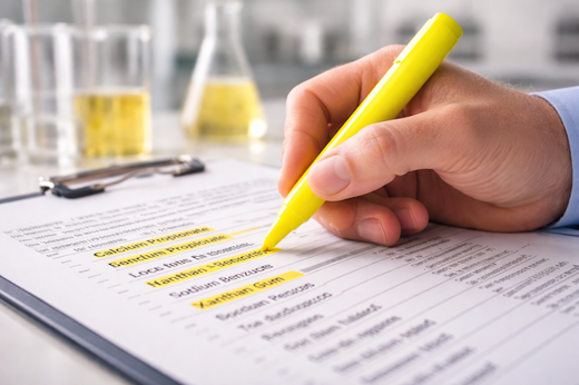 Revisión de ingredientes para alimentos, bebidas y suplementos dietéticos